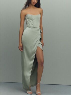 V. Chapman June Corset Jacquard Front-Slit Gown X Anthropologie